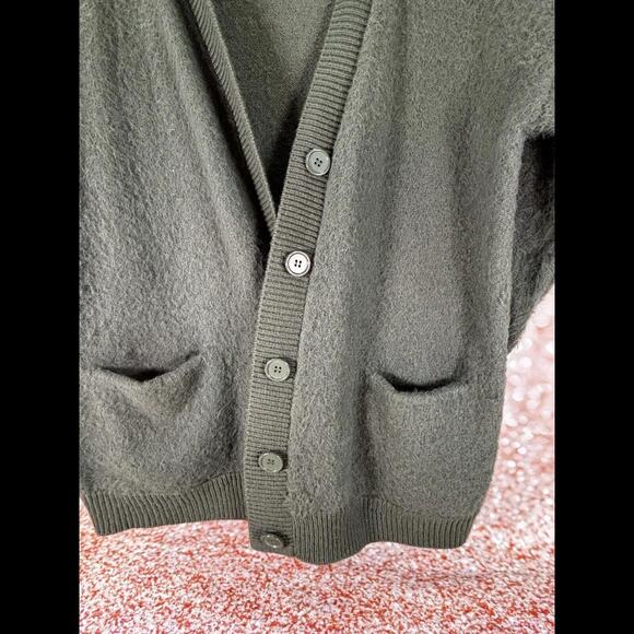 Tahari T Woman's Size M Midi Length Cardigan Olive Long Sleeve Pockets Open - Picture 2 of 7